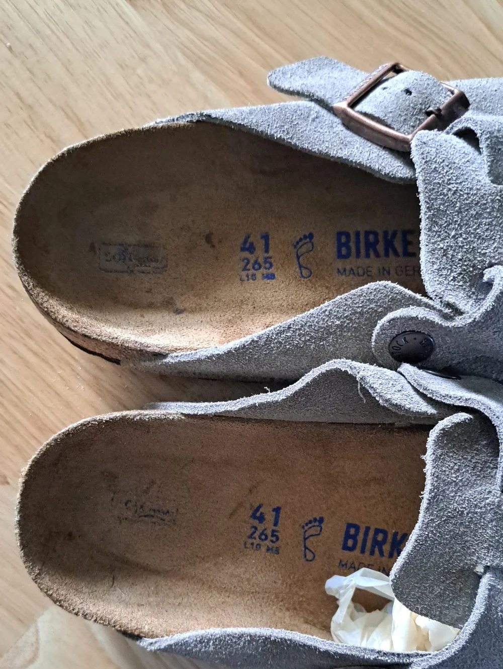Birkenstock Gray Suede Slip-On Clogs with Buckle - Picture 3 of 8